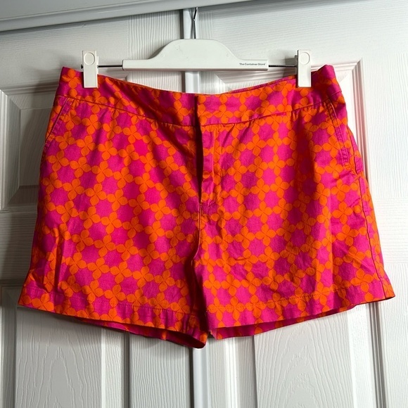 Sigrid Olsen Bright Bold Pink Orange Shorts Pockets 12 - Picture 1 of 5